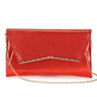 Red Diamante Vintage Envelope Clutch Bag