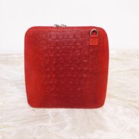 Mock Croc Suede Shoulder Bag