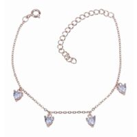 925 Silver Rose Gold Heart Charm Bracelet