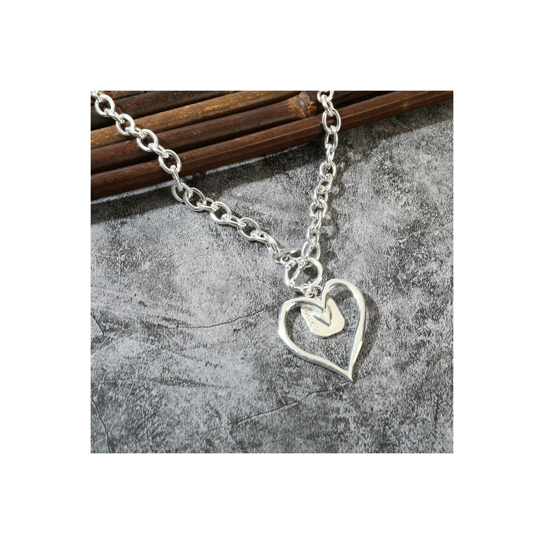 Silver Heart and Charm Necklace