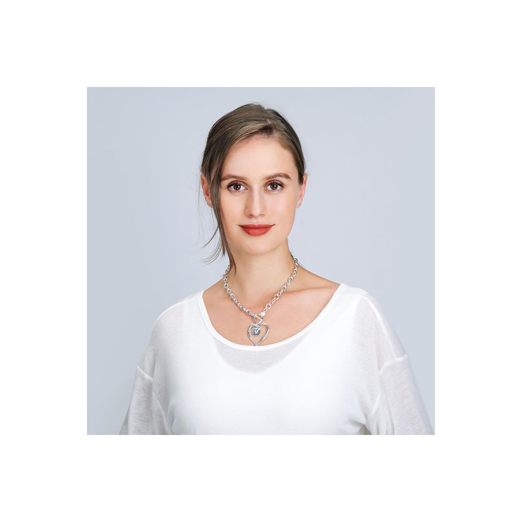 Silver Heart and Charm Necklace - Image 4