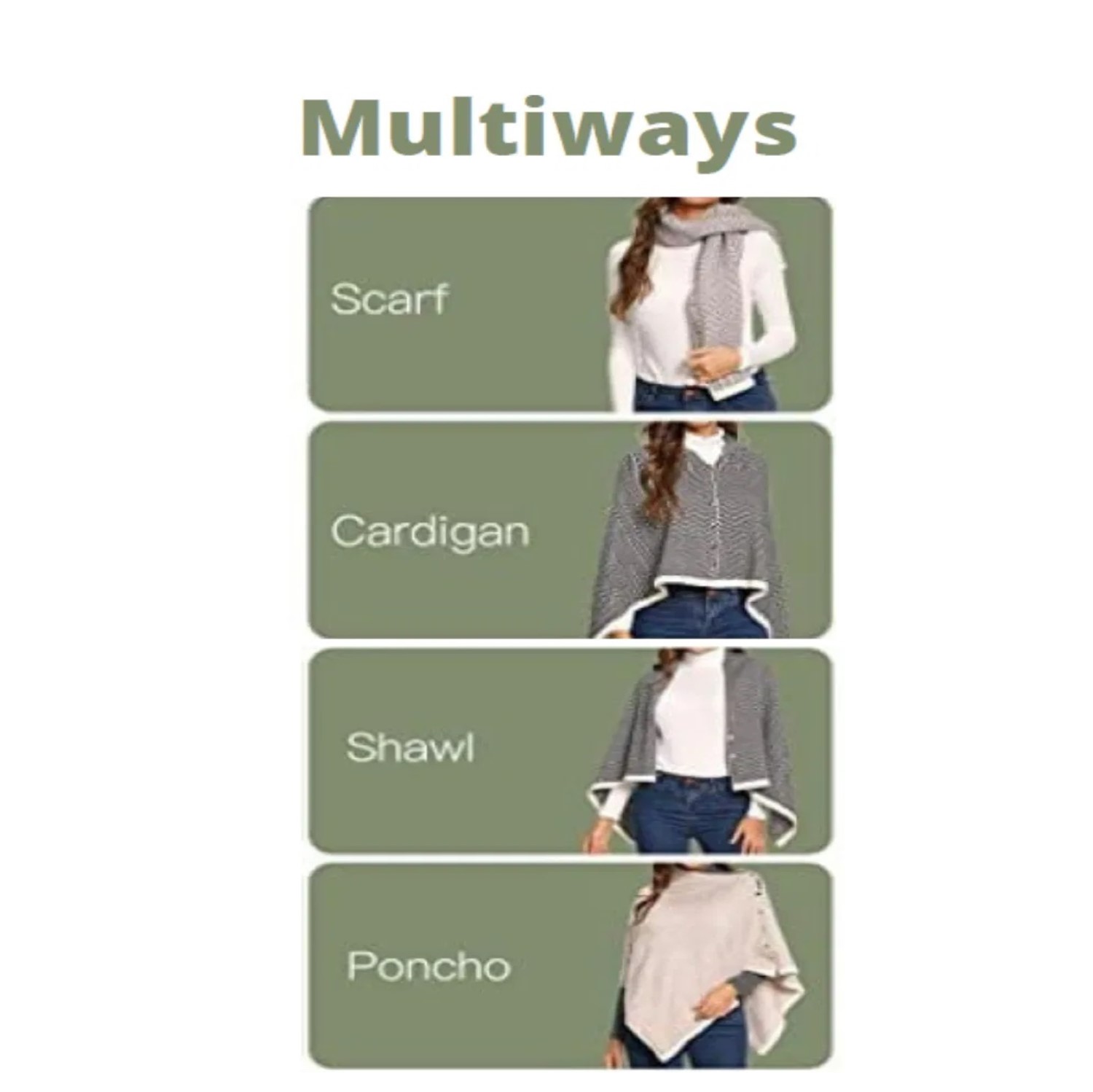 Dogtooth Buttoned Multi-Wear Poncho - Image 7