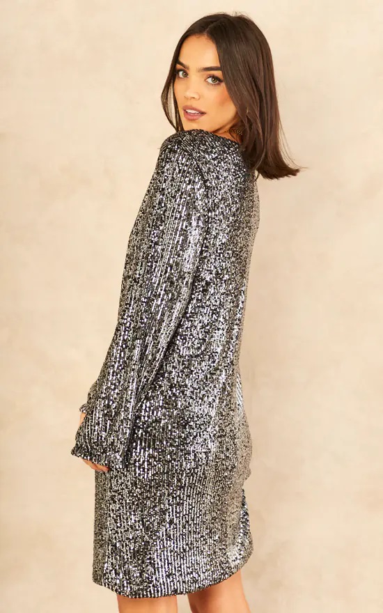 Black Sequin Midi Dress - Image 3