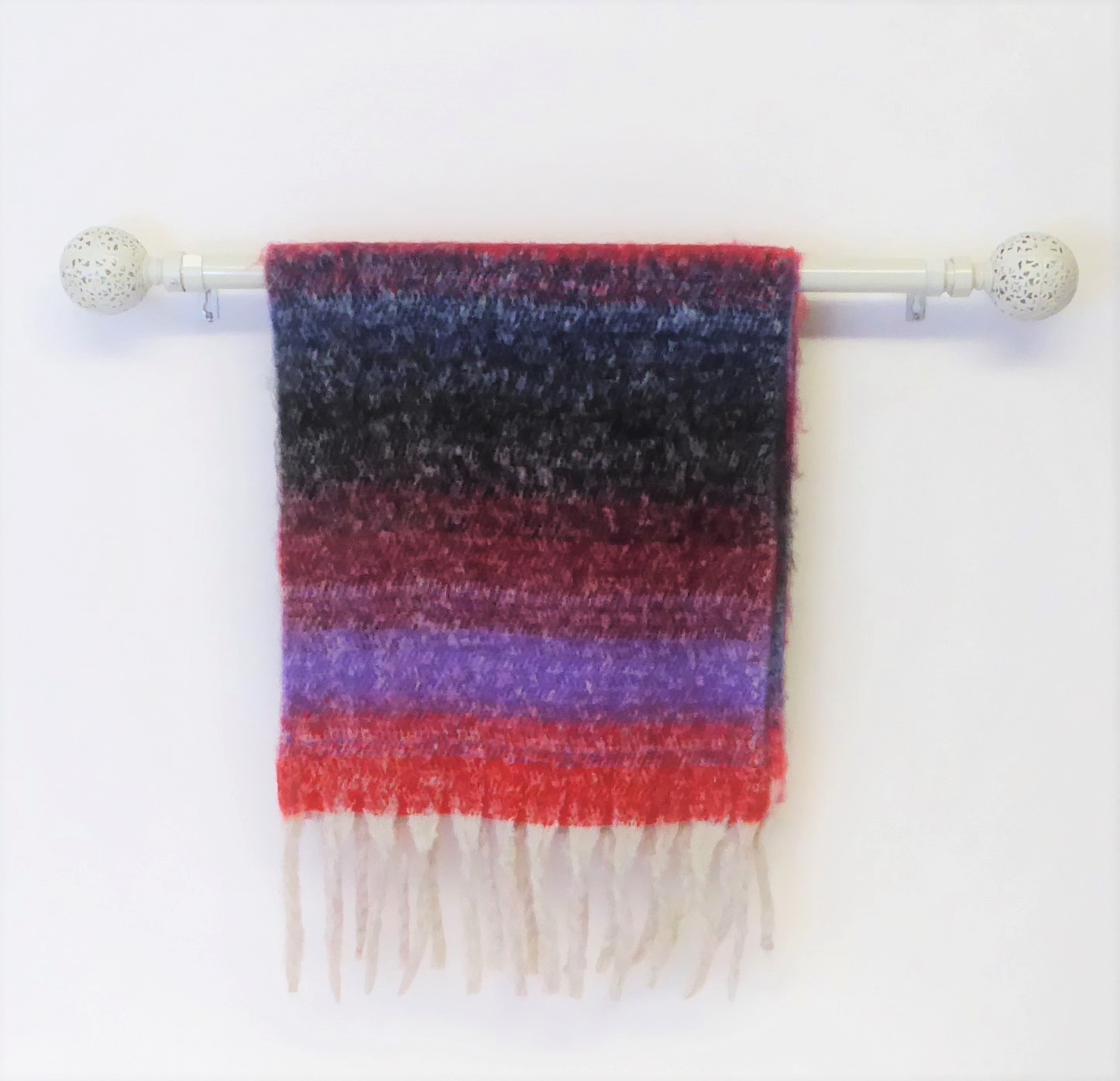 Dark Red Multi Stripe Winter Scarf - Image 3