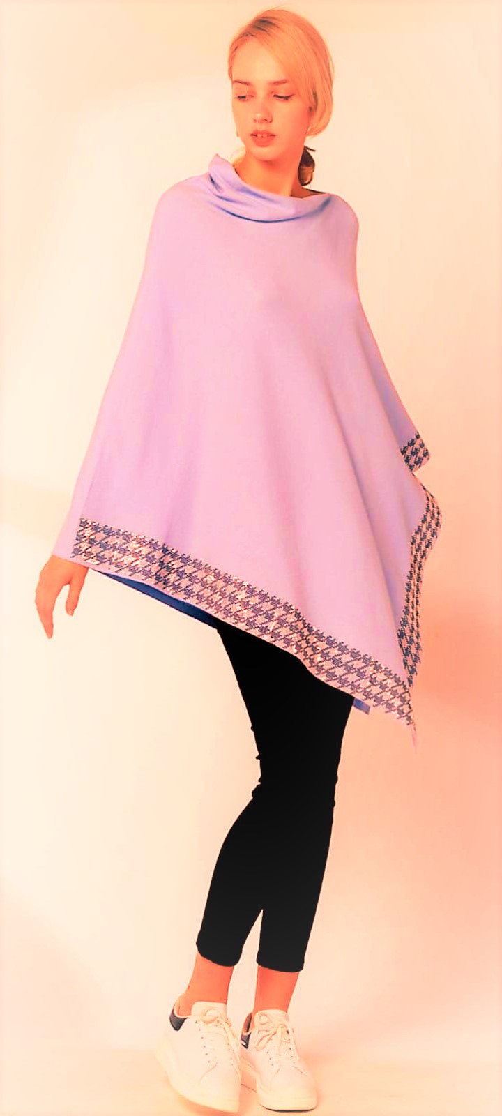 Dusky Pink Diamante Soft Knit Poncho - Image 5