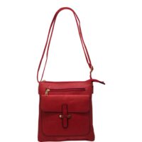 Red Front Buckled Pocket Crossbody Bag