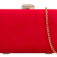 Red Suedette Box Clutchbag