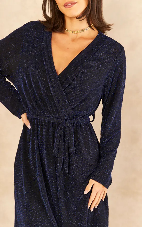Royal Blue Shimmer Sparkle Midi Dress - Image 7