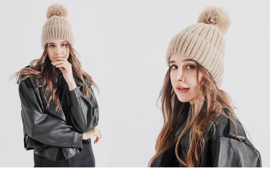 Taupe Pompom Hat CM-3602