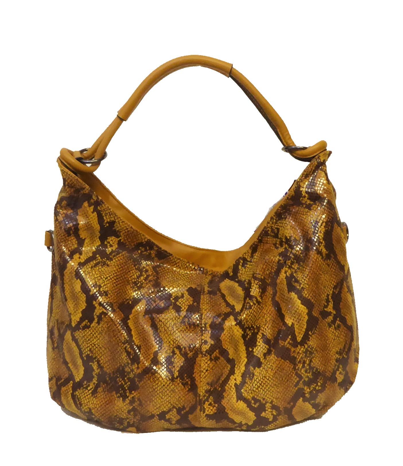 Yellow Snakeskin Slouch Bag