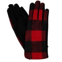 Black and Red Check Gloves