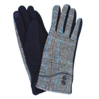 Blue Tartan Print Gloves