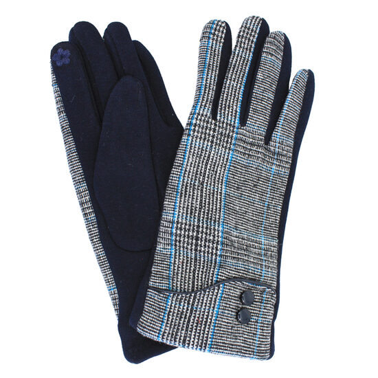 Blue Tartan Print Gloves