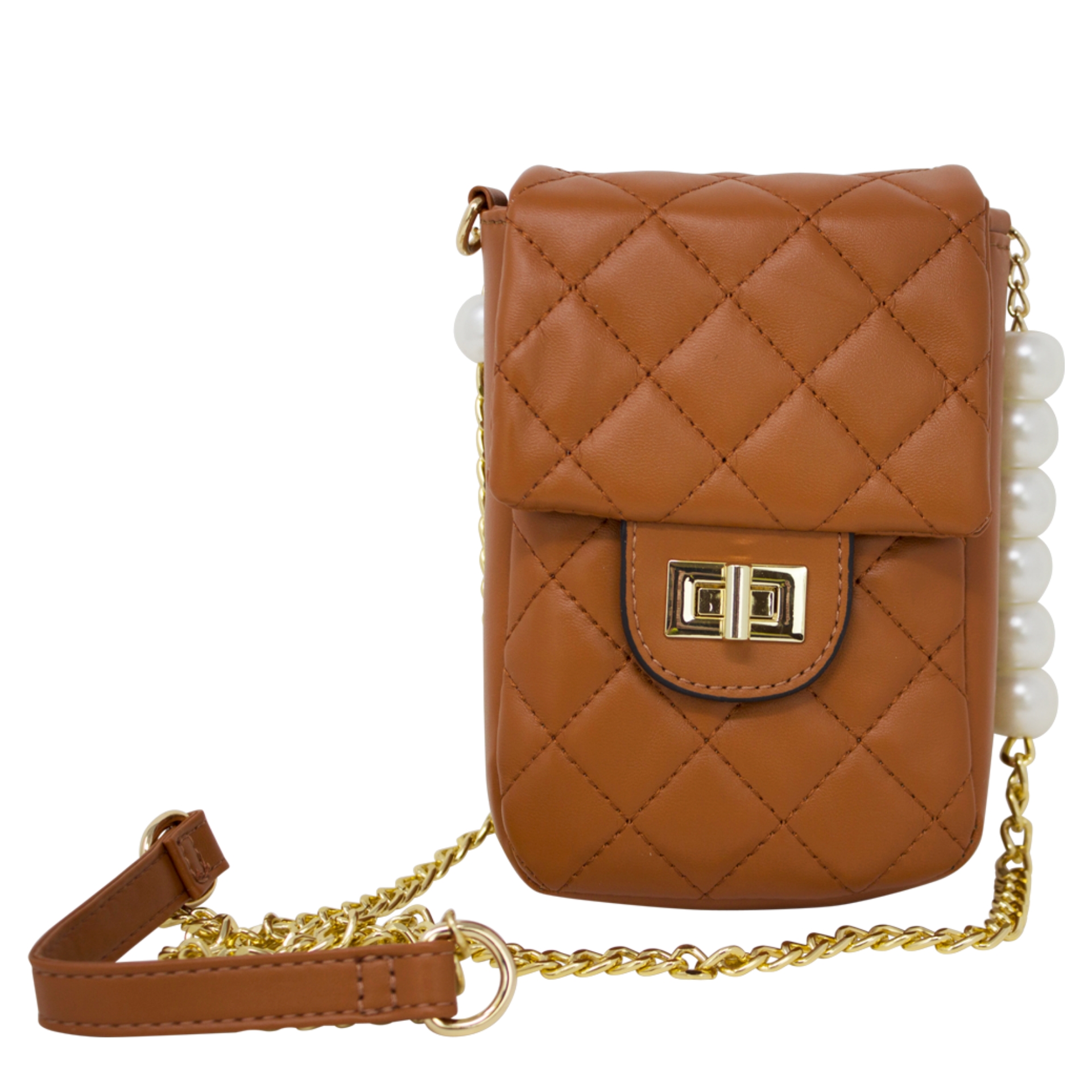 Quilted Mobile Pouch with Pearl Chain - Image 12