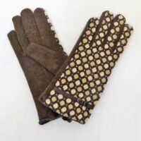 Coffee Belted Button Gloves