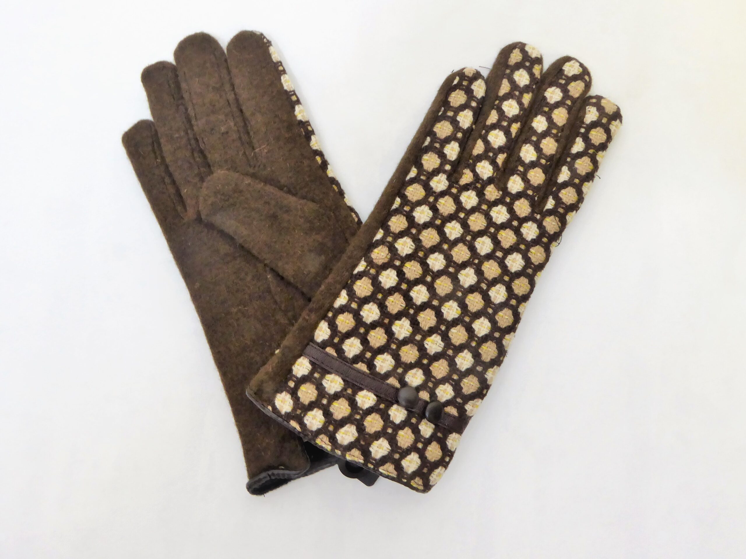 Coffee Belted Button Gloves