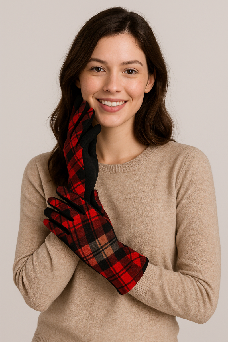 Ladies Tartan Winter Gloves