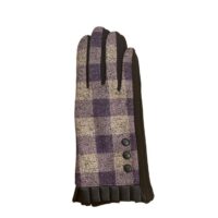 Purple Checked Buttoned Frill Gloves