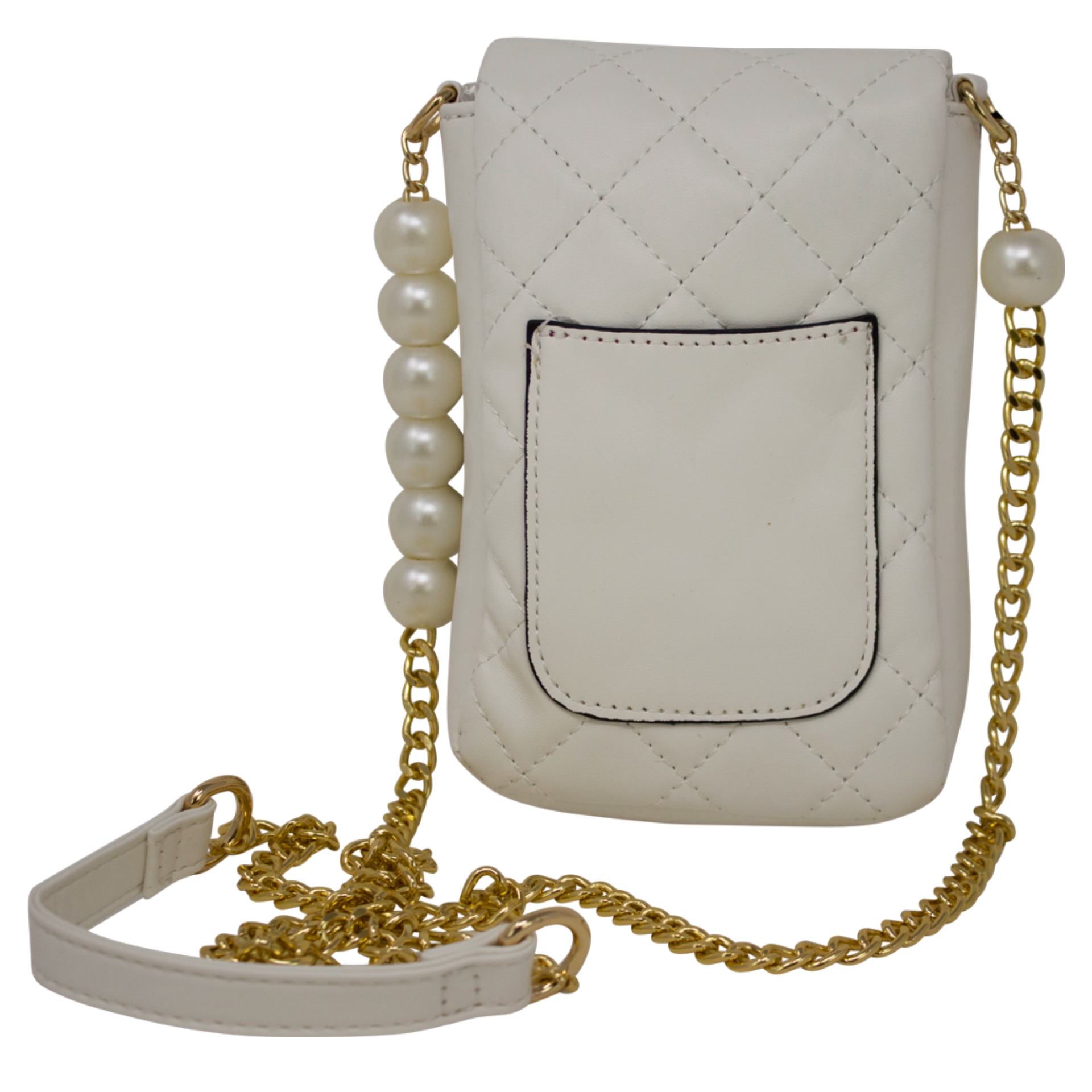 Quilted Mobile Pouch with Pearl Chain - Image 5