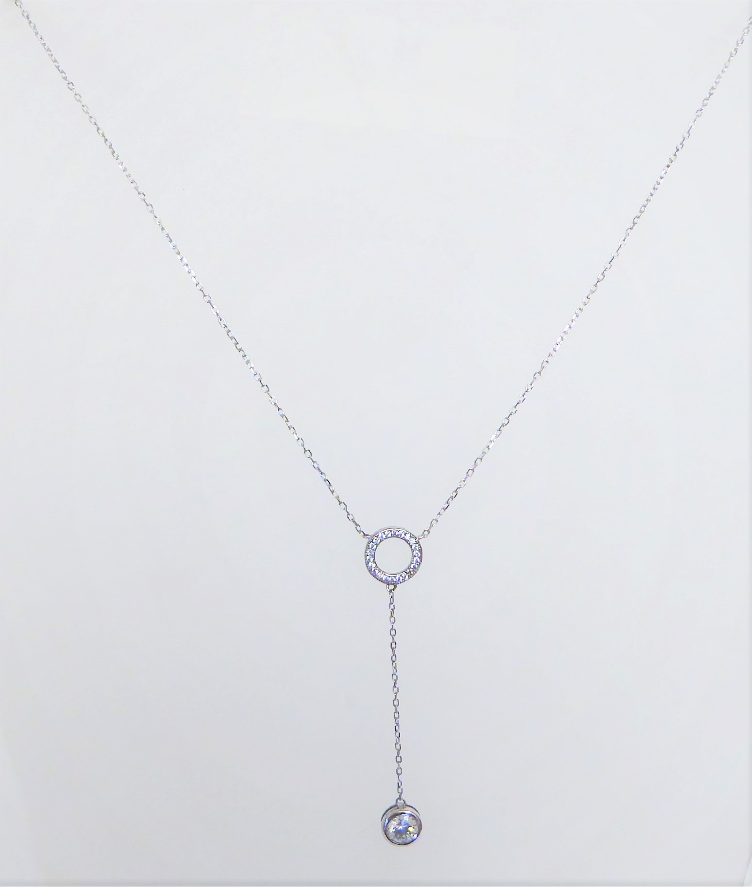 925 Silver Dangle CZ Necklace - Image 3
