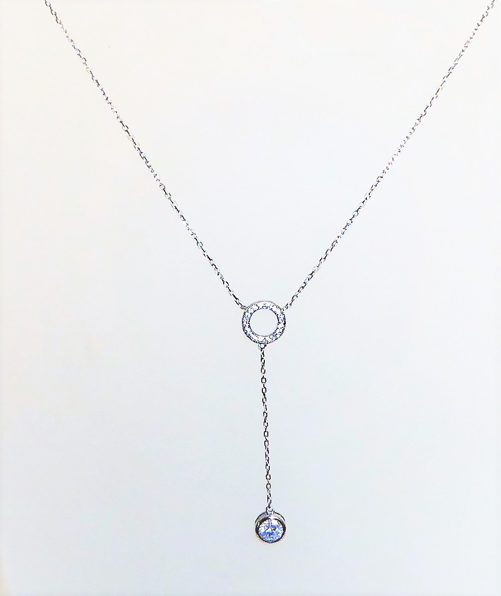 925 Silver Dangle CZ Necklace