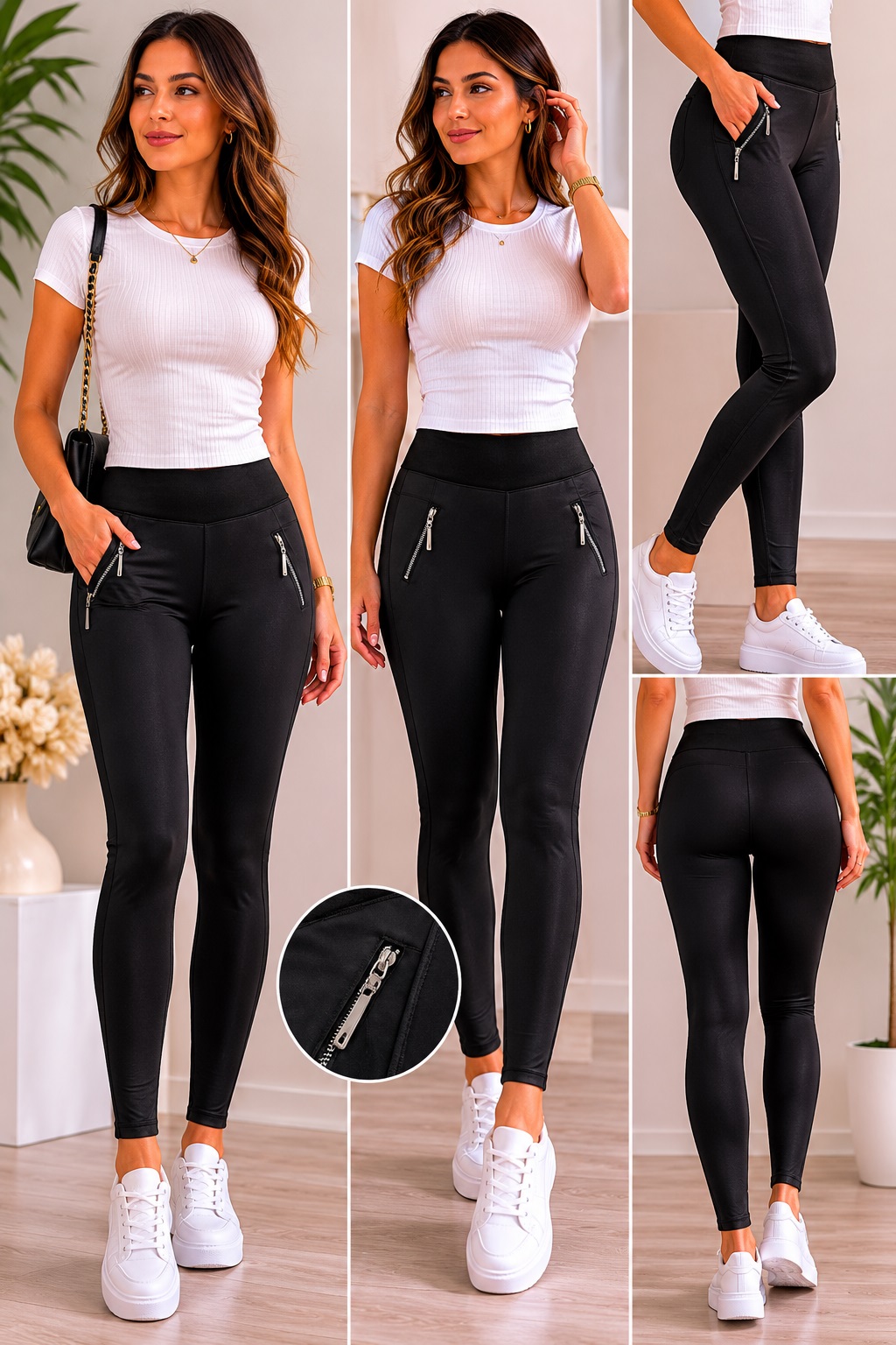 Black Zip Pocket Leggings