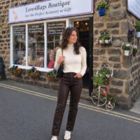 Chocolate Brown Monday Premium Leather Look Jeans