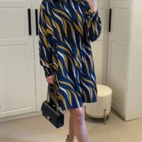 Oversized Blue Wave Print Tunic Dress