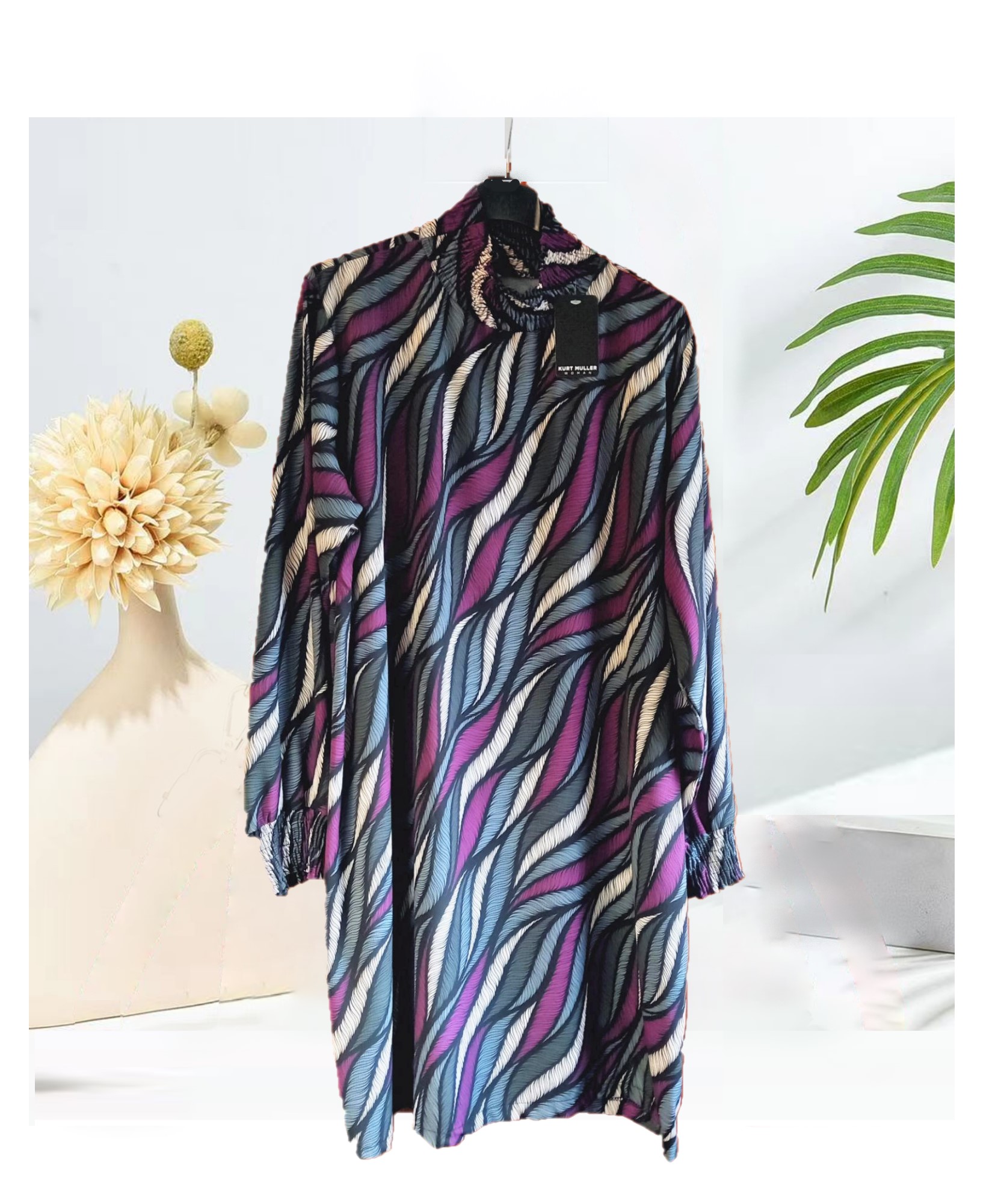 Oversized Wave Print Tunic Dresses - Image 7