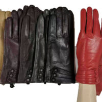 Tri Buttons Leather Gloves