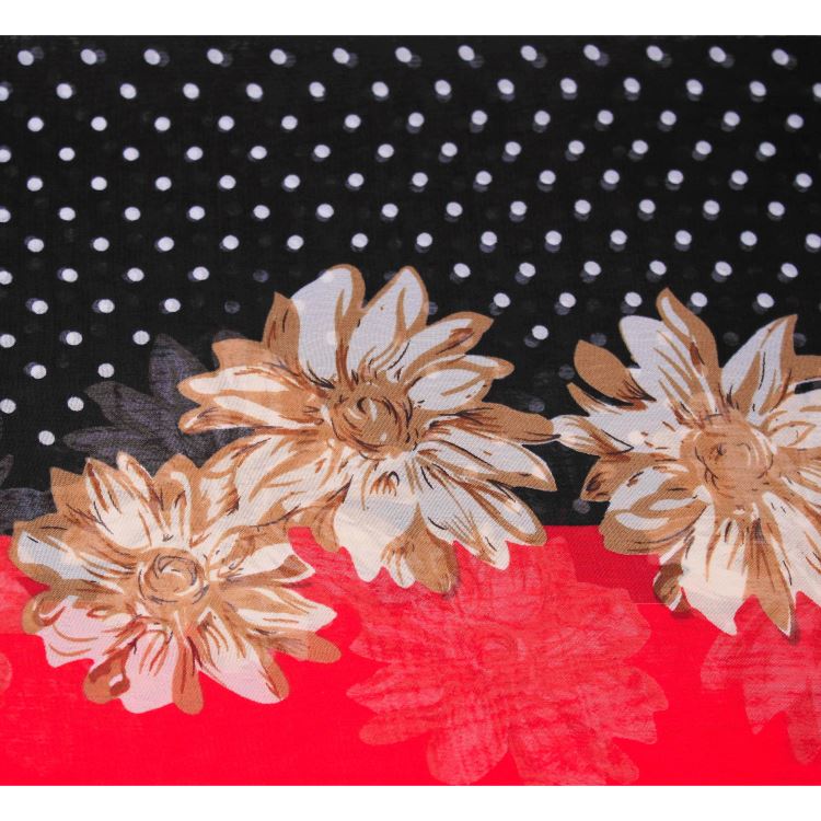 Polka Dot Floral Chiffon Scarf - Image 2