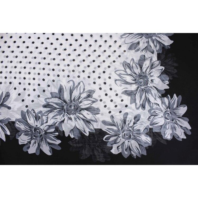 Polka Dot Floral Chiffon Scarf - Image 4