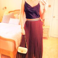 Burgundy Pleated Maxi Skirt
