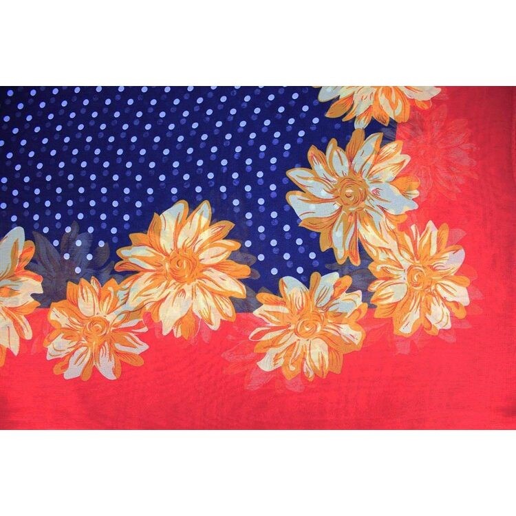Polka Dot Floral Chiffon Scarf - Image 7