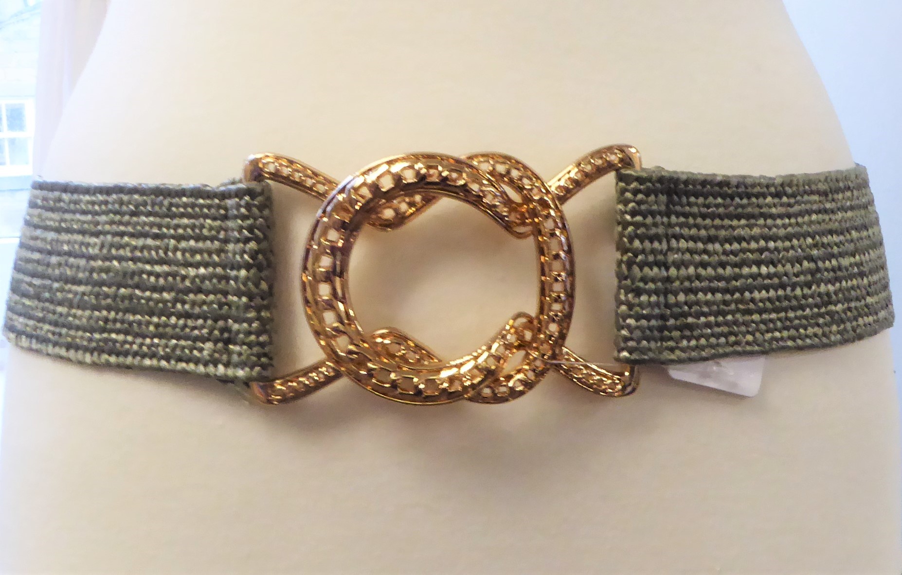 Olive Green Buckle Elasticated Belt - Image 3