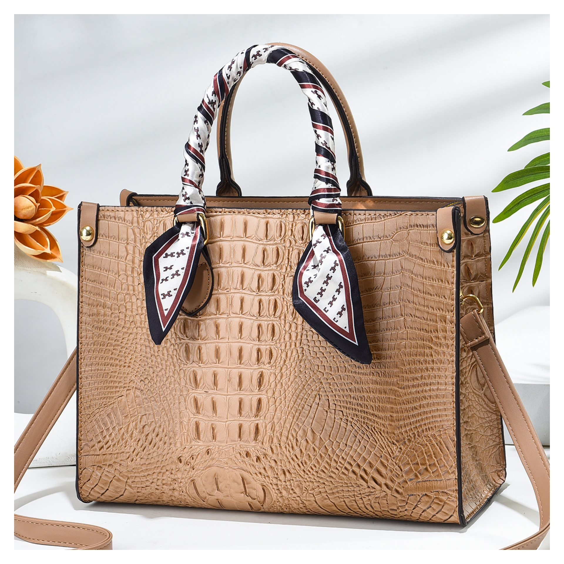 Luxury Matt Croc Tote Handbags - Image 9