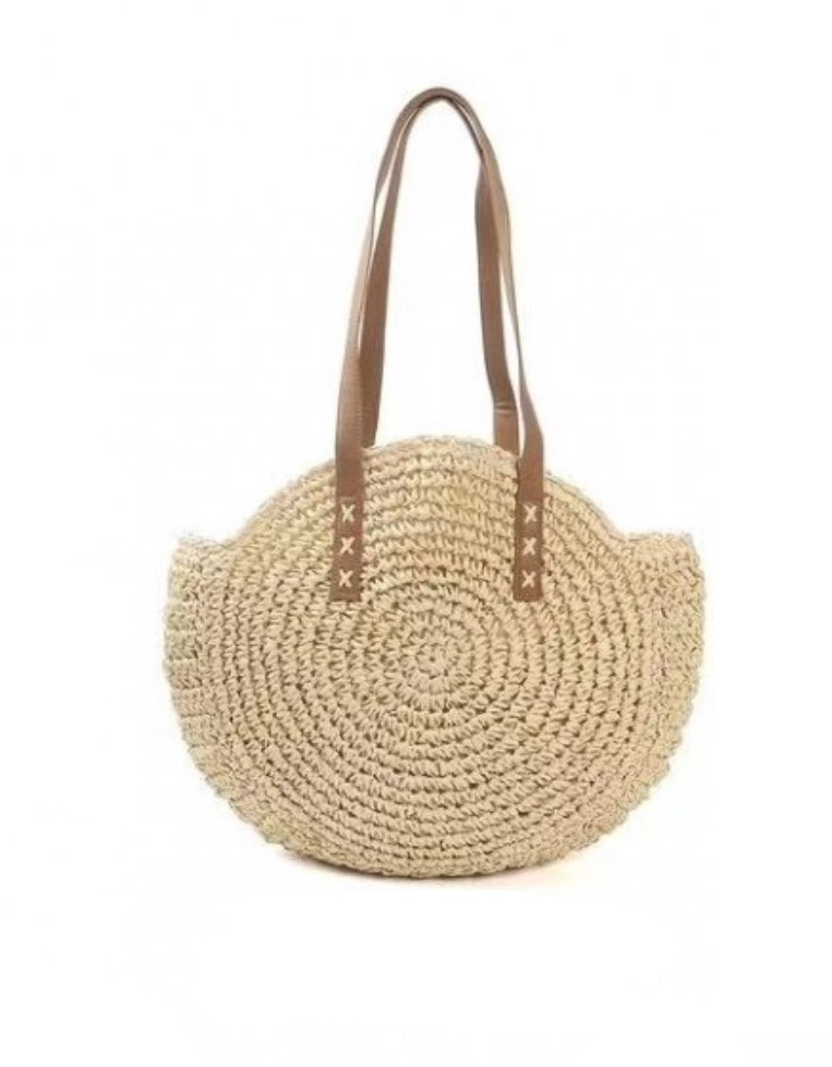 Round Straw Beach Bag - Image 10