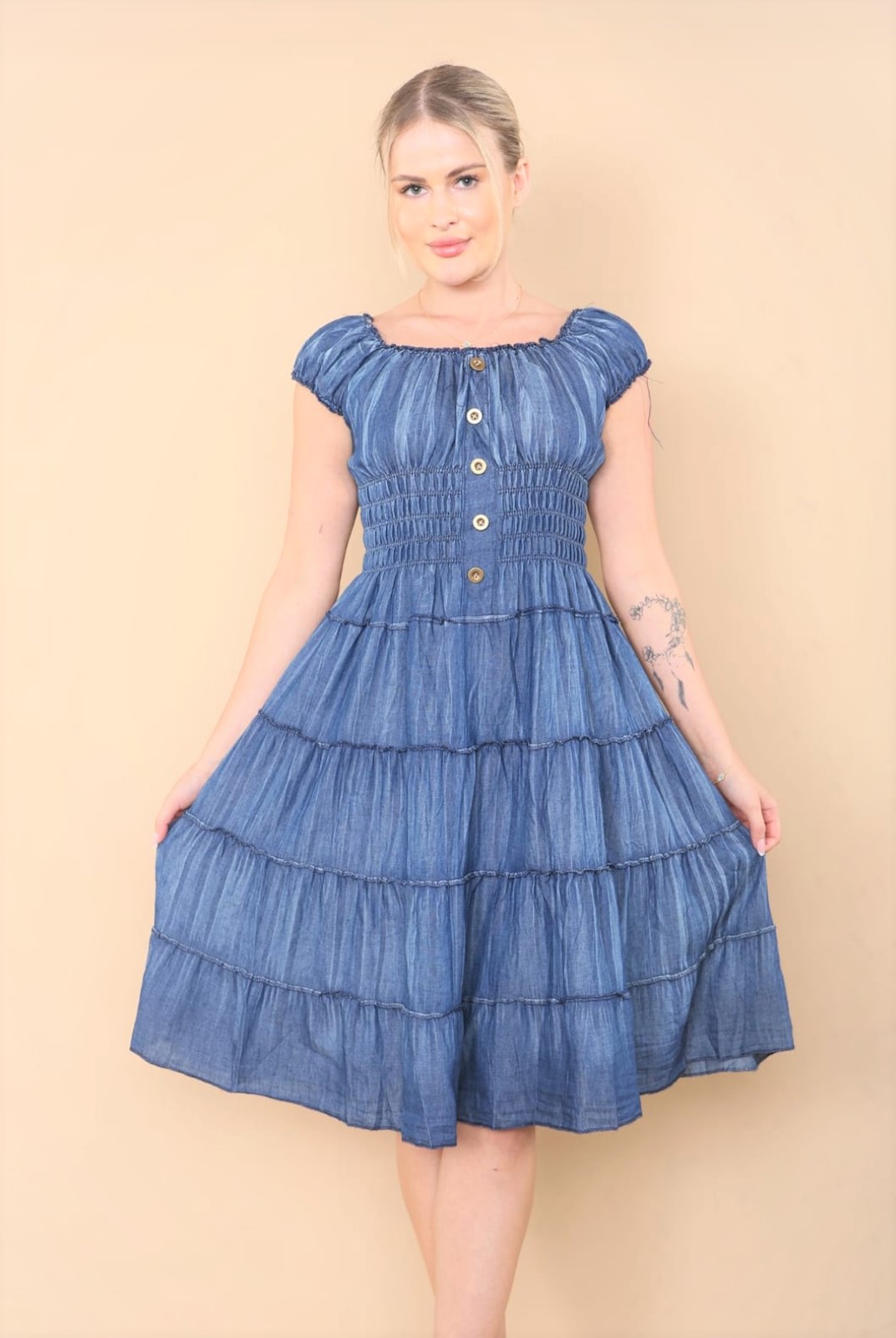 Denim Vintage Midi Cotton Dress