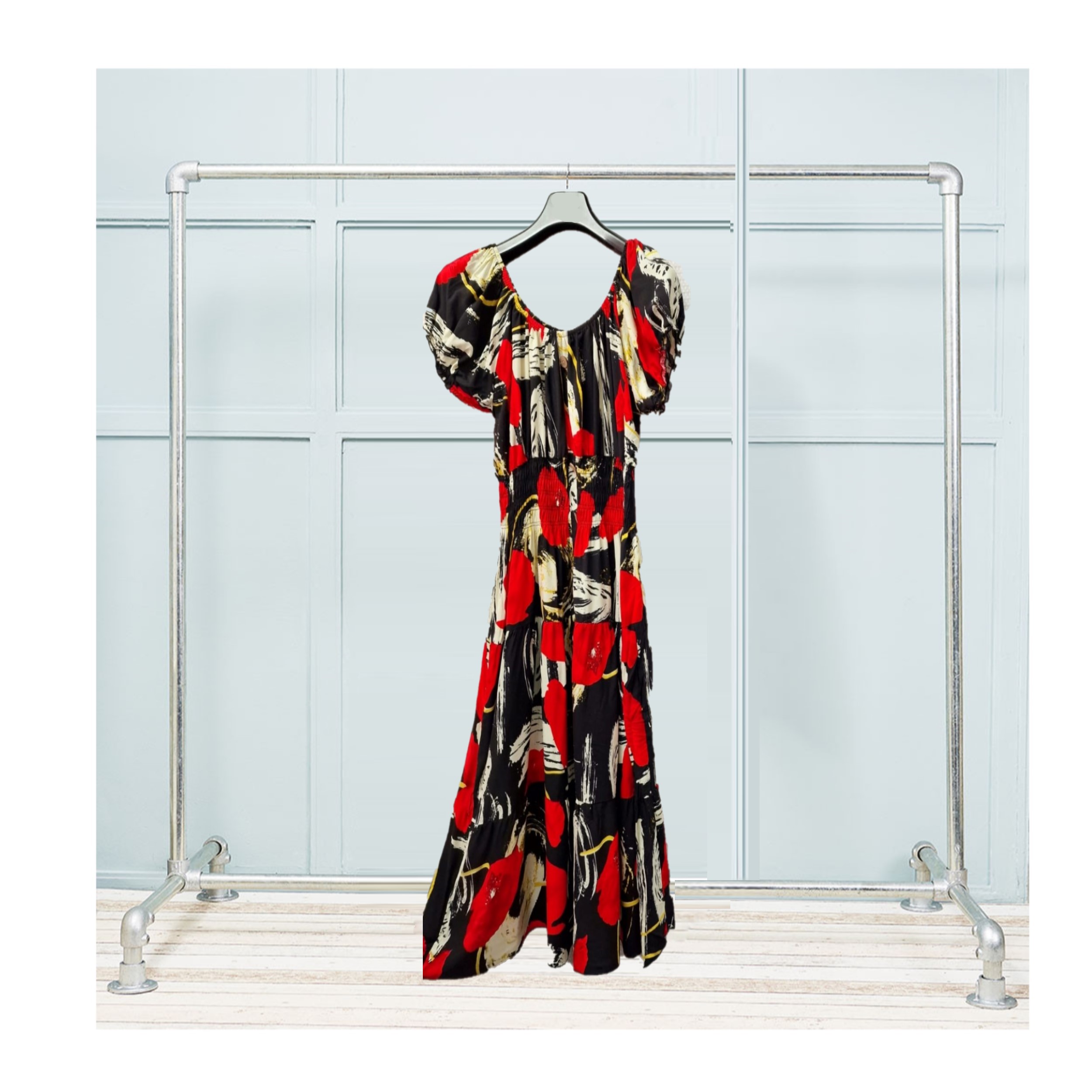 Poppy Printed Bardot Maxi Dress - Image 2