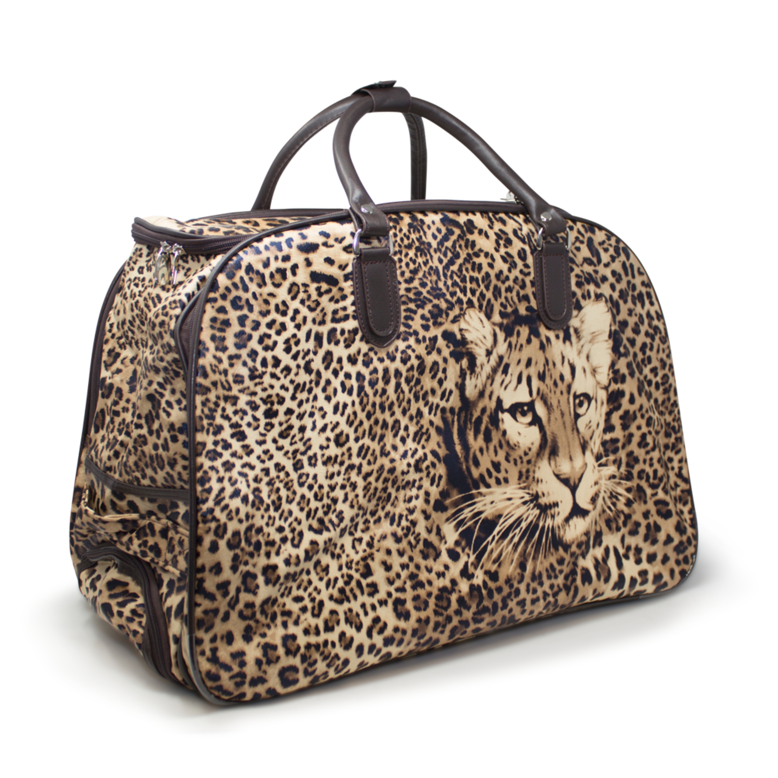 Brown Leopard Print Travel Bag - Image 8