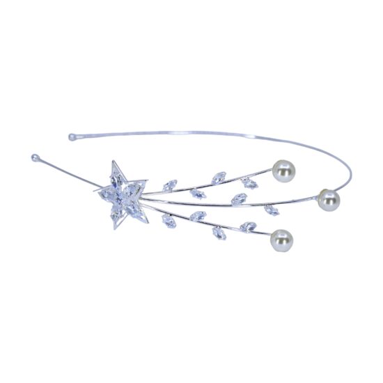 Silver Diamante Pearl Star Alice Band