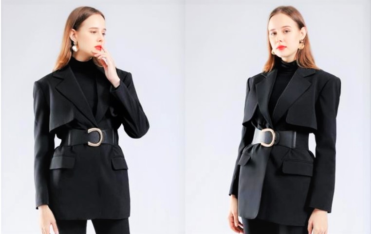 Dark Blue Gold C Buckle Elasticated Belt - Image 3