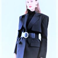 Dark Blue Gold C Buckle Elasticated Belt