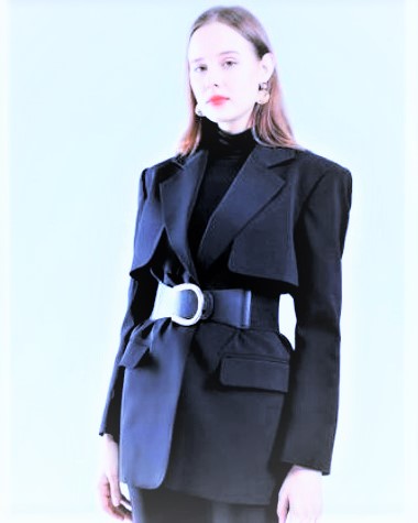 Dark Blue Gold C Buckle Elasticated Belt