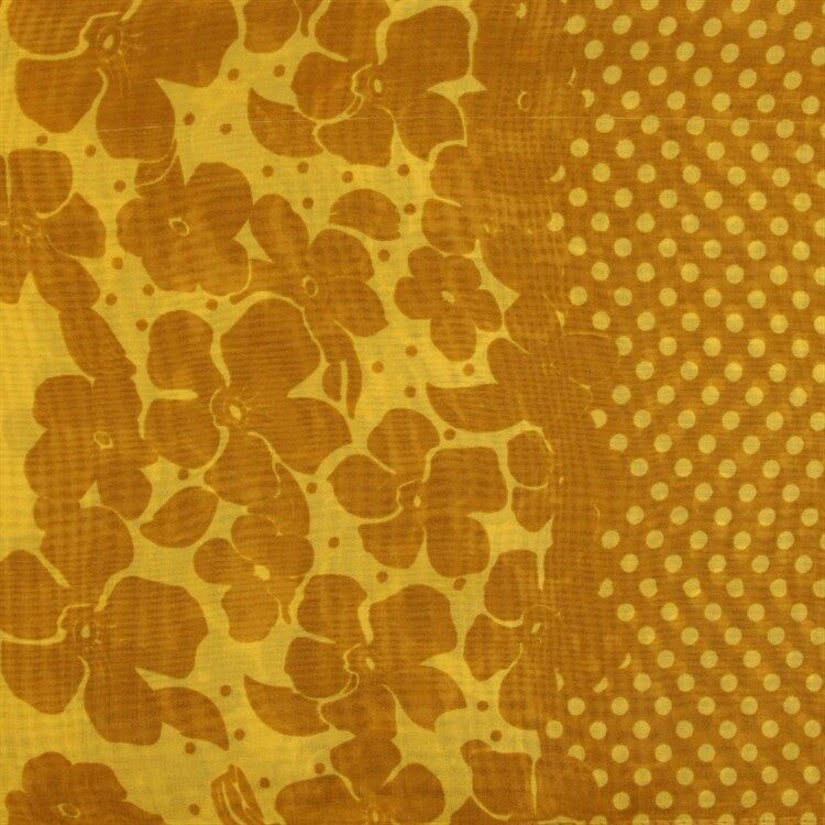 Mustard Flower and Polka Dot Chiffon Scarf