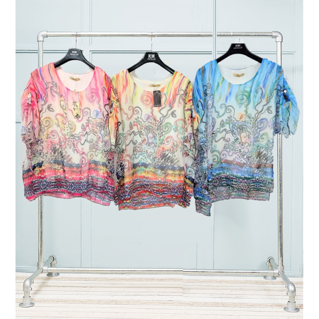 Silky Printed Turn Up Sleeve Tops - Image 5