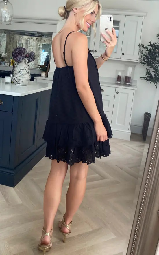 Embroider Anglais Strappy Frill Hem Dress - Image 10