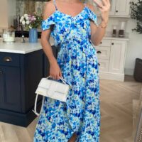 Strappy Cold Shoulder Floral Maxi Dress
