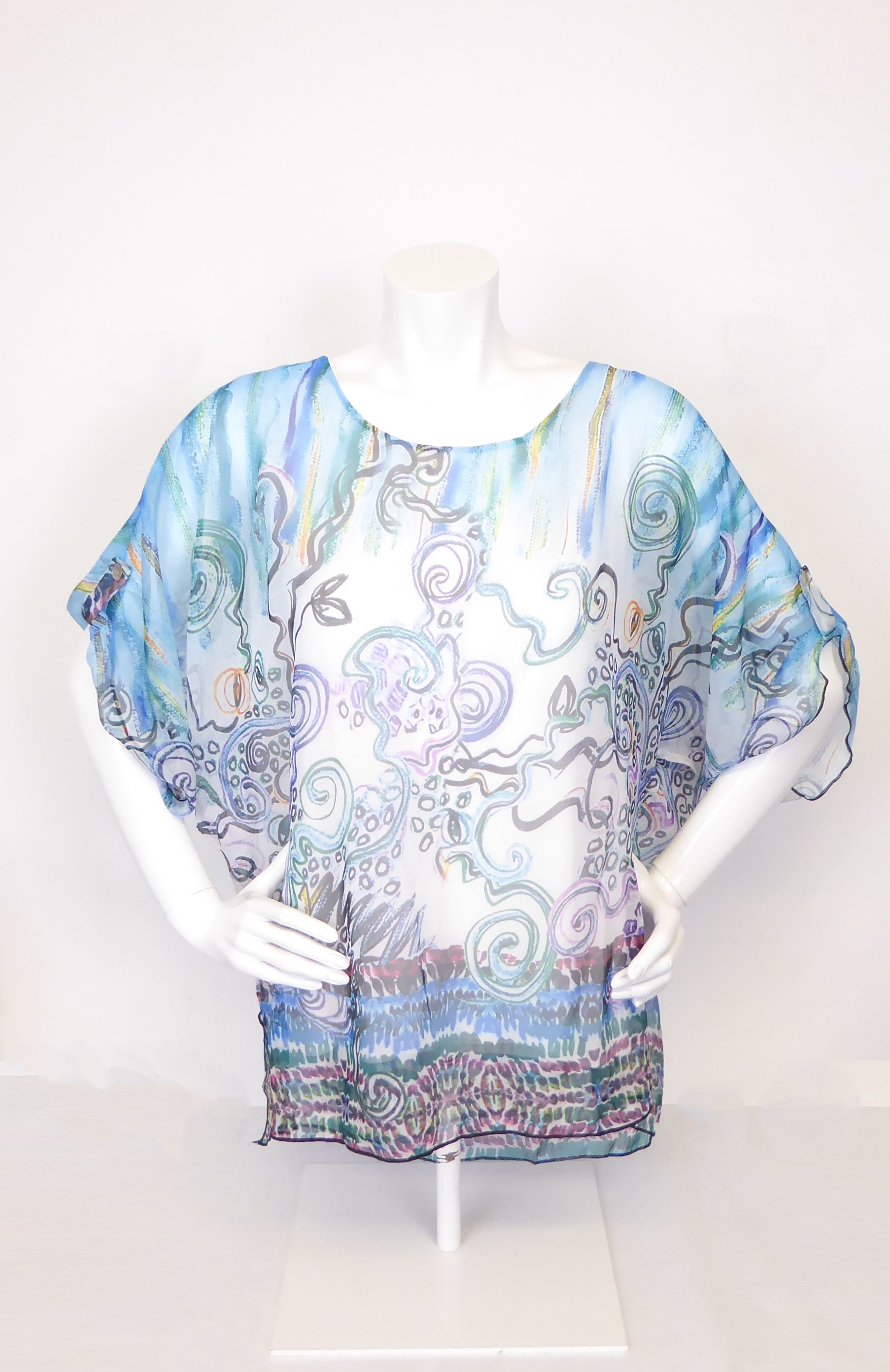 Silky Printed Turn Up Sleeve Tops - Image 3