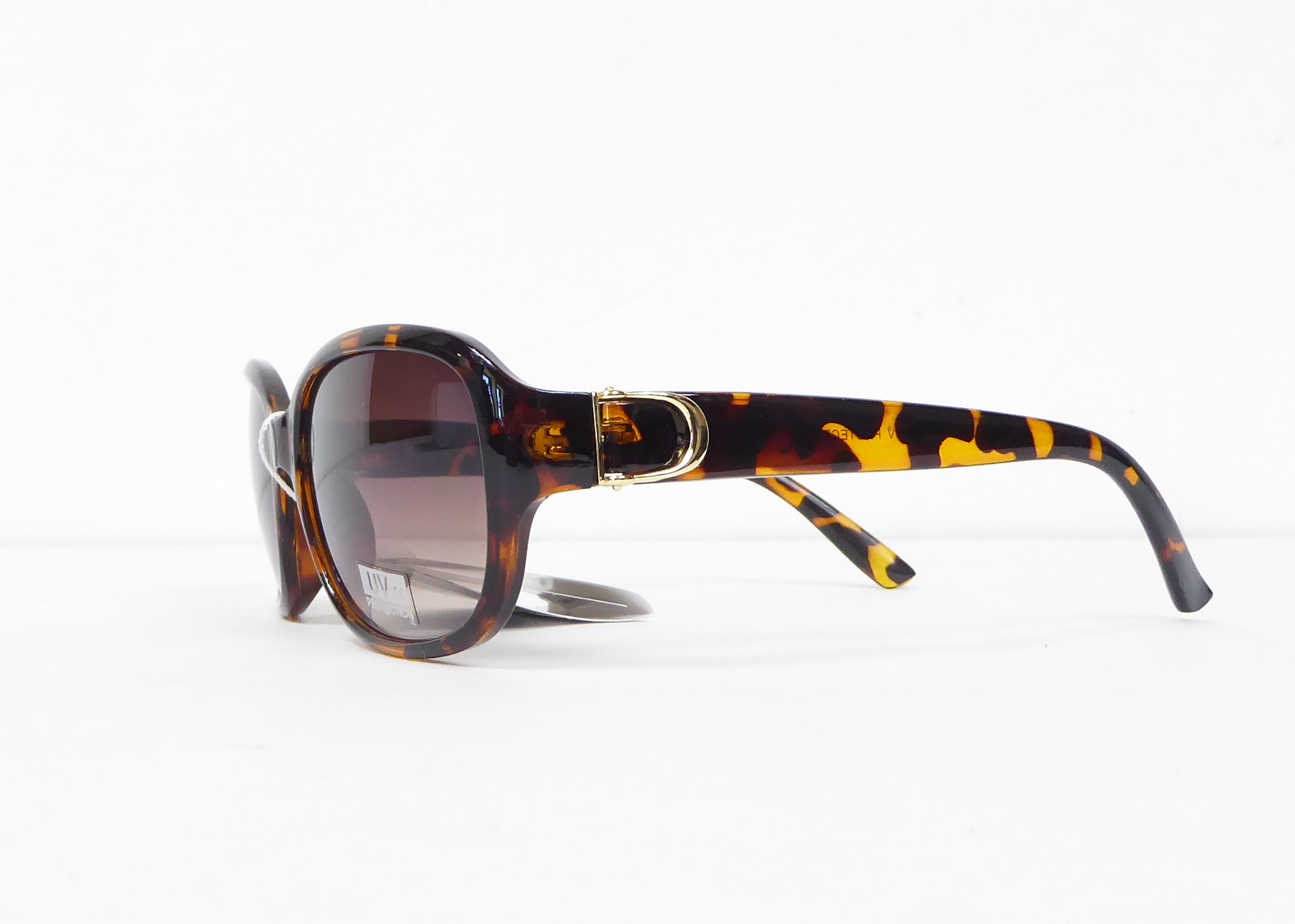 Brown Animal Print with Gold D Sunglasses - Image 2